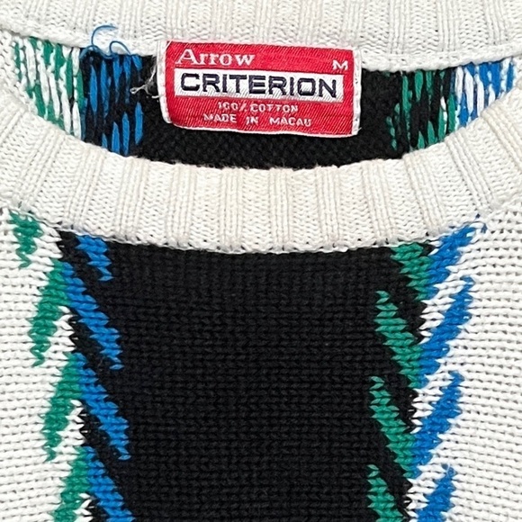 Vintage 80’s Arrow Criterion Striped 100% Cotton Men’s Sweater Sz. M - Picture 4 of 13